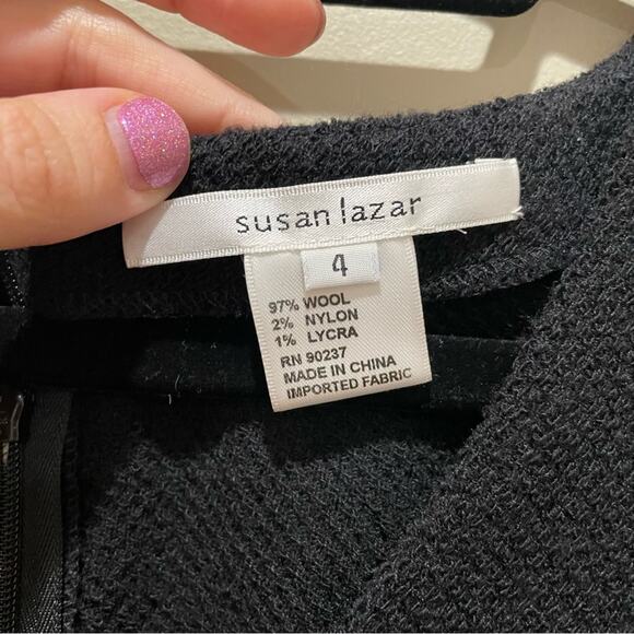 Susan Lazar Vintage Wool Sleeveless Dress Black Size 4 New - Picture 7 of 7